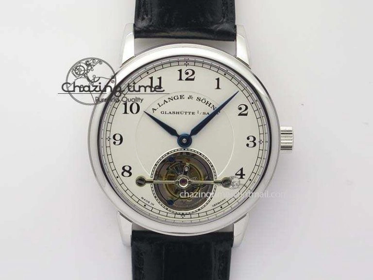 1815 Tourbillon Handwerkskunst SS White Dial On Black Leather Strap Vibrant 4193