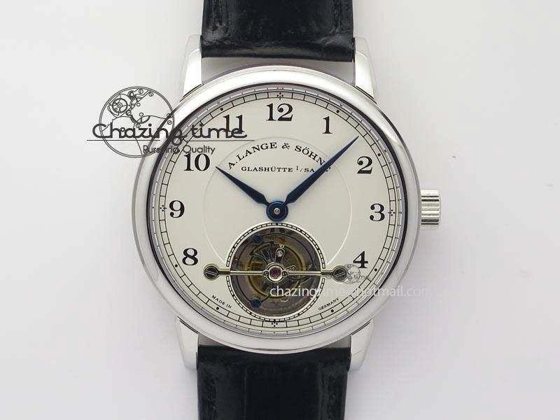 1815 Tourbillon Handwerkskunst SS White Dial On Black Leather Strap Vibrant 4193