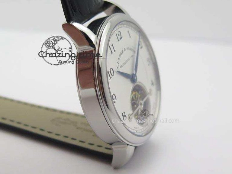 1815 Tourbillon Handwerkskunst SS White Dial On Black Leather Strap Vibrant 4193