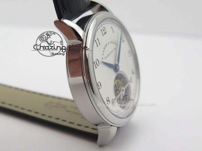 1815 Tourbillon Handwerkskunst SS White Dial On Black Leather Strap Vibrant 4193
