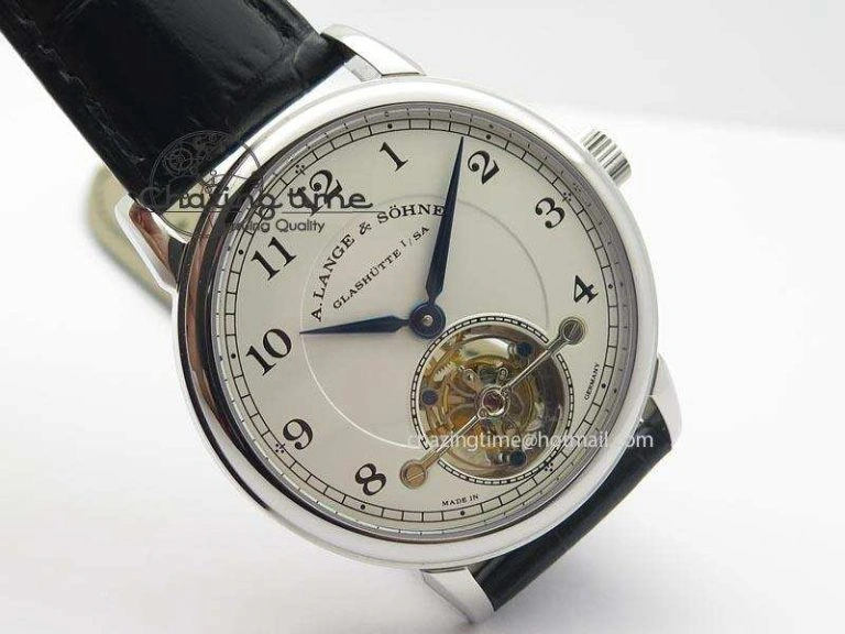 1815 Tourbillon Handwerkskunst SS White Dial On Black Leather Strap Vibrant 4193