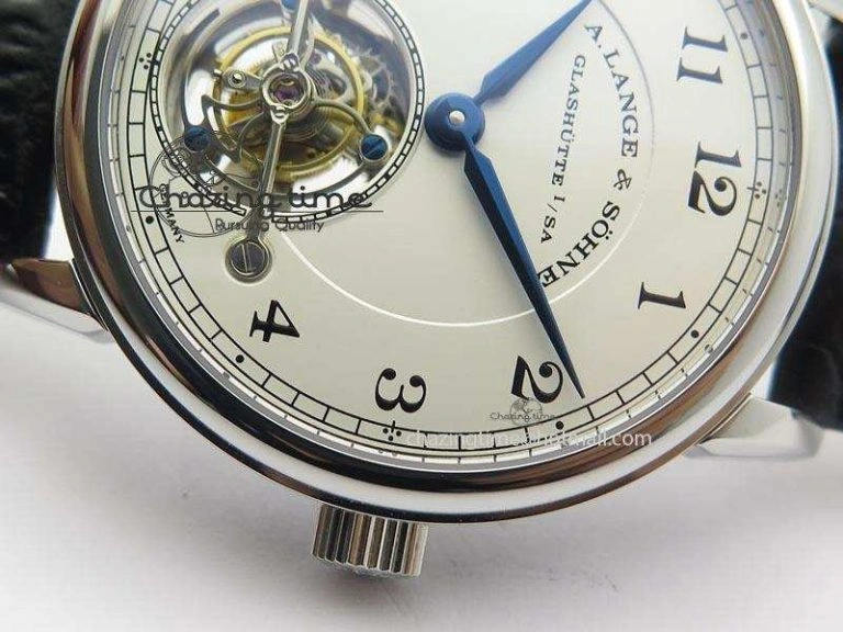 1815 Tourbillon Handwerkskunst SS White Dial On Black Leather Strap Vibrant 4193