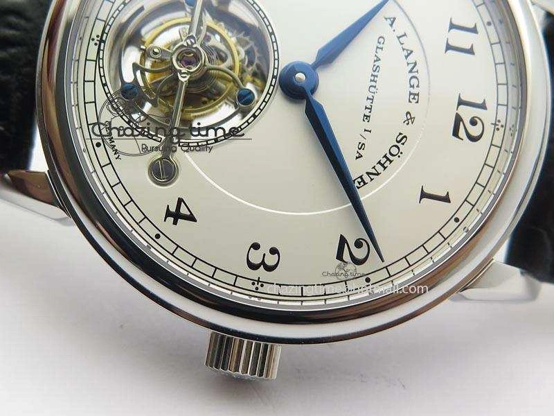 1815 Tourbillon Handwerkskunst SS White Dial On Black Leather Strap Vibrant 4193