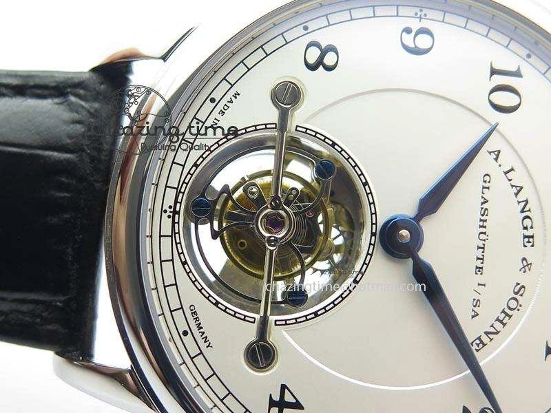 1815 Tourbillon Handwerkskunst SS White Dial On Black Leather Strap Vibrant 4193