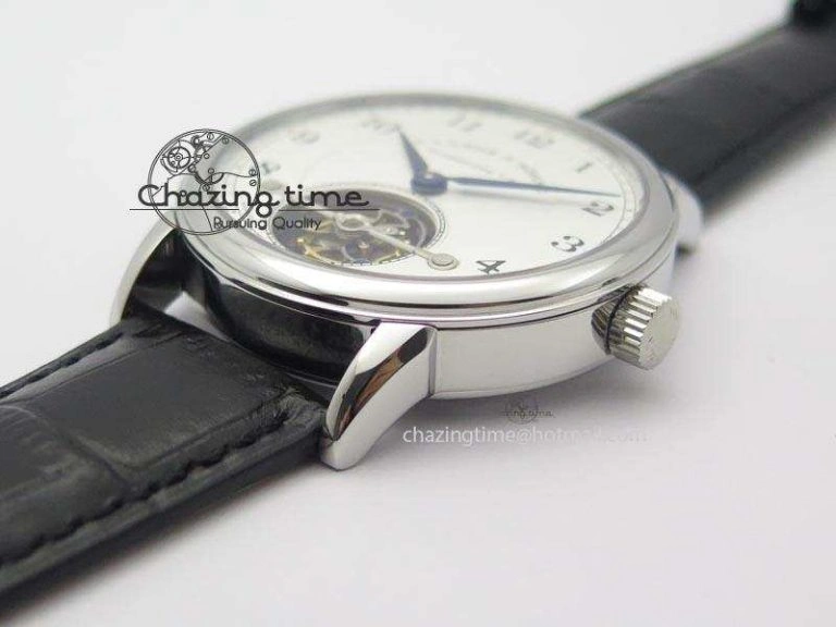1815 Tourbillon Handwerkskunst SS White Dial On Black Leather Strap Vibrant 4193