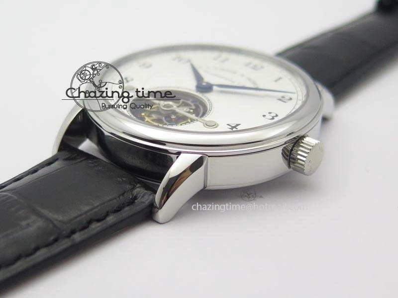 1815 Tourbillon Handwerkskunst SS White Dial On Black Leather Strap Vibrant 4193