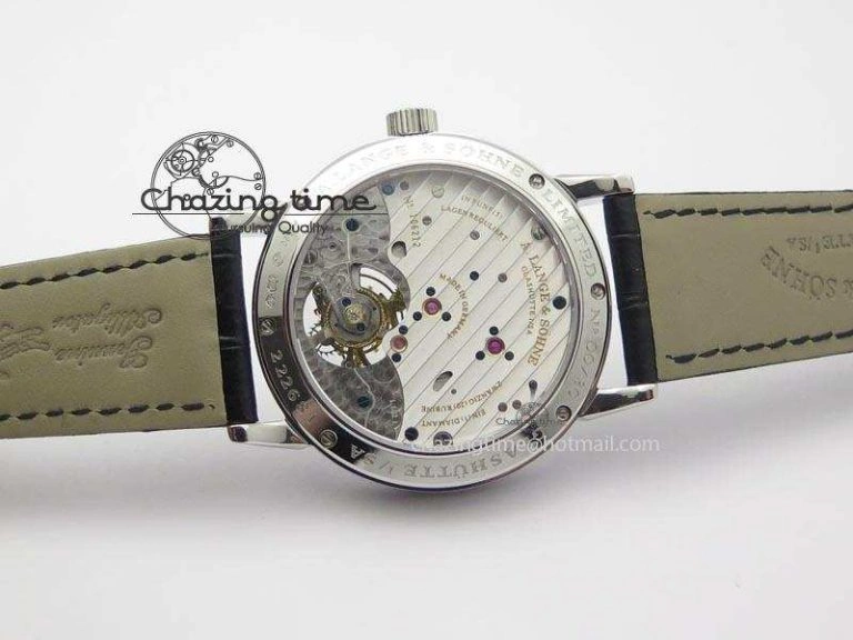 1815 Tourbillon Handwerkskunst SS White Dial On Black Leather Strap Vibrant 4193