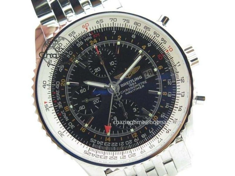 Sophisticated 1884 Chronometre Navitimer JF Best Edition Black Dial On SS Bracelet A 5802