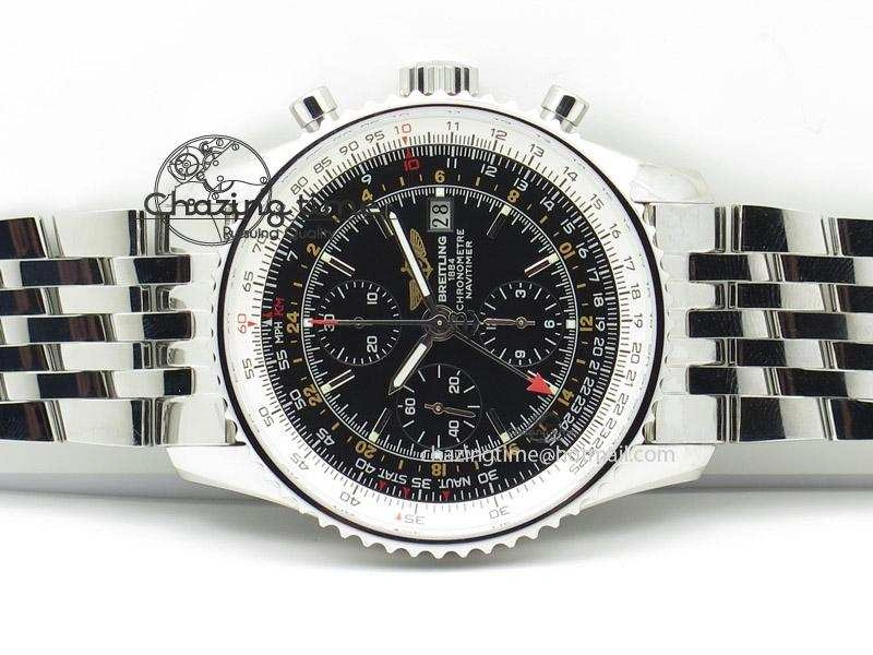 Sophisticated 1884 Chronometre Navitimer JF Best Edition Black Dial On SS Bracelet A 5802