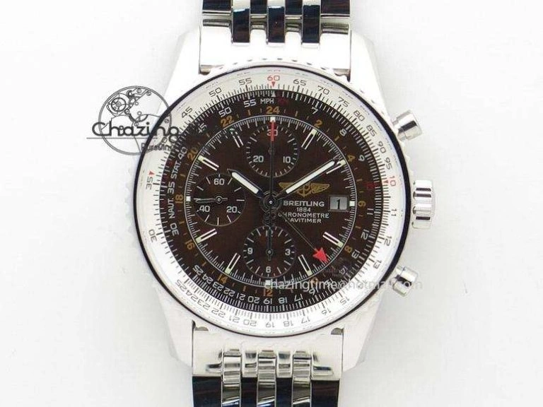 SmoothTexture 1884 Chronometre Navitimer JF Best Edition Brown Dial On SS Bracelet A 5803