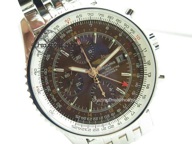 SmoothTexture 1884 Chronometre Navitimer JF Best Edition Brown Dial On SS Bracelet A 5803