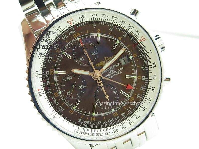 SmoothTexture 1884 Chronometre Navitimer JF Best Edition Brown Dial On SS Bracelet A 5803