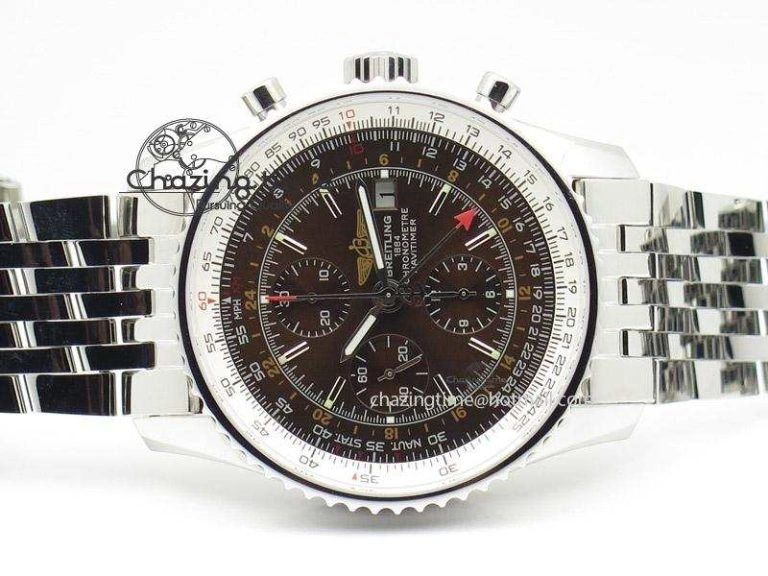 SmoothTexture 1884 Chronometre Navitimer JF Best Edition Brown Dial On SS Bracelet A 5803