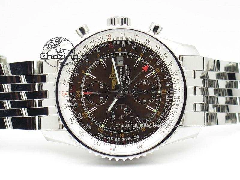 SmoothTexture 1884 Chronometre Navitimer JF Best Edition Brown Dial On SS Bracelet A 5803