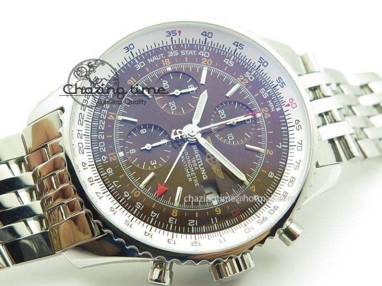 SmoothTexture 1884 Chronometre Navitimer JF Best Edition Brown Dial On SS Bracelet A 5803