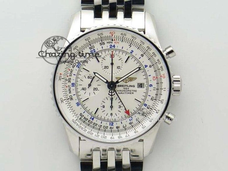 Comfortable 1884 Chronometre Navitimer JF Best Edition White Dial On SS Bracelet A 5806