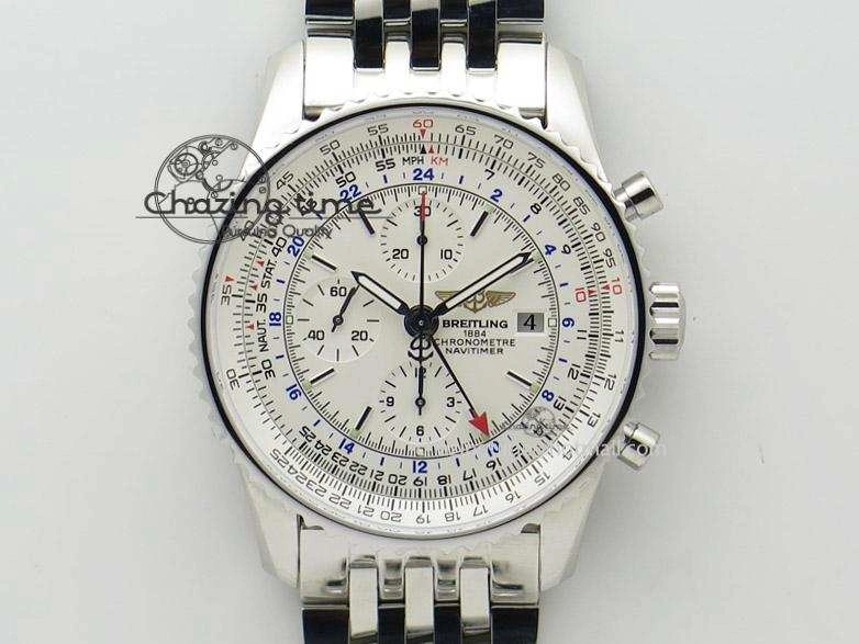Comfortable 1884 Chronometre Navitimer JF Best Edition White Dial On SS Bracelet A 5806