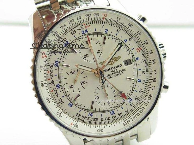 Comfortable 1884 Chronometre Navitimer JF Best Edition White Dial On SS Bracelet A 5806