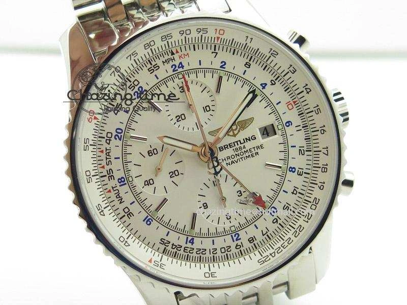 Comfortable 1884 Chronometre Navitimer JF Best Edition White Dial On SS Bracelet A 5806