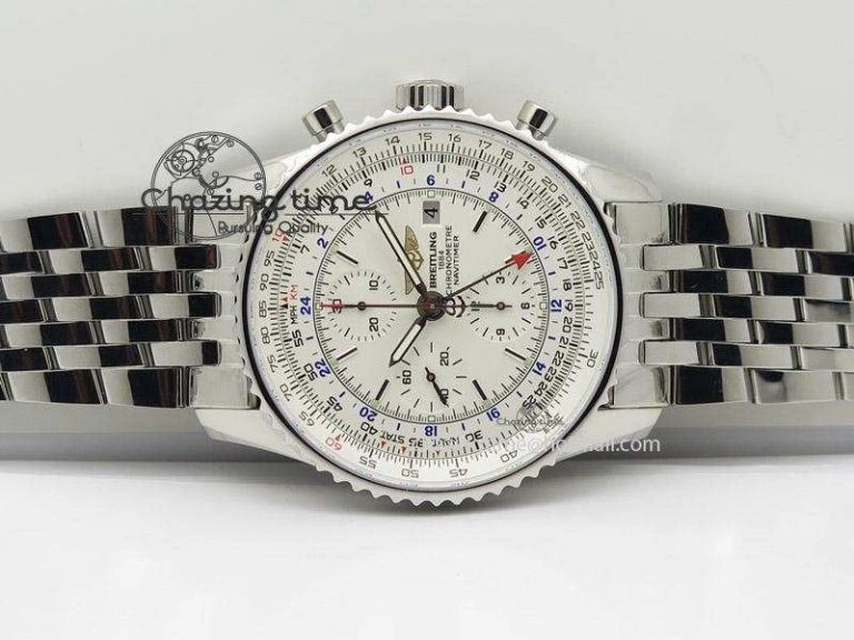 Comfortable 1884 Chronometre Navitimer JF Best Edition White Dial On SS Bracelet A 5806