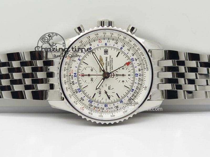 Comfortable 1884 Chronometre Navitimer JF Best Edition White Dial On SS Bracelet A 5806