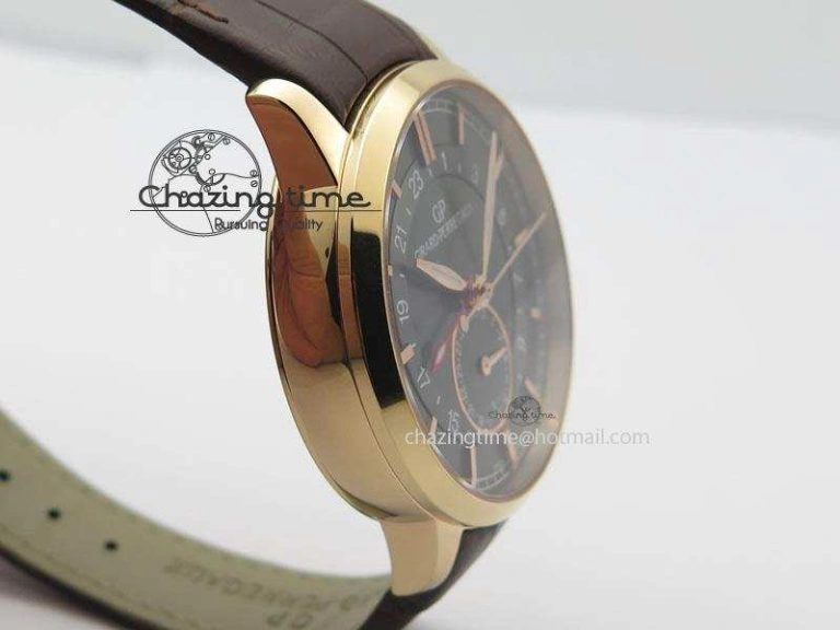 1966 Dual Time RG TF 1:1 Best Edition Gray Dial On Brown Leather Strap A Comfortable 6609