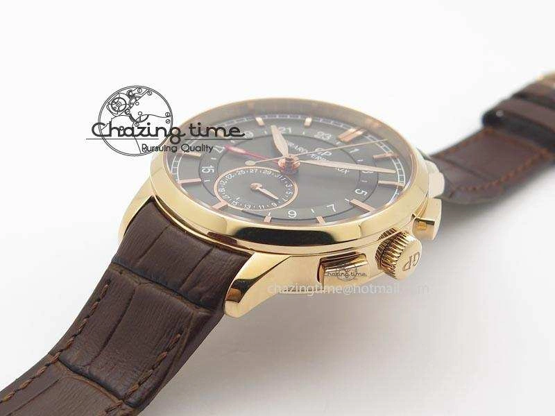 1966 Dual Time RG TF 1:1 Best Edition Gray Dial On Brown Leather Strap A Comfortable 6609