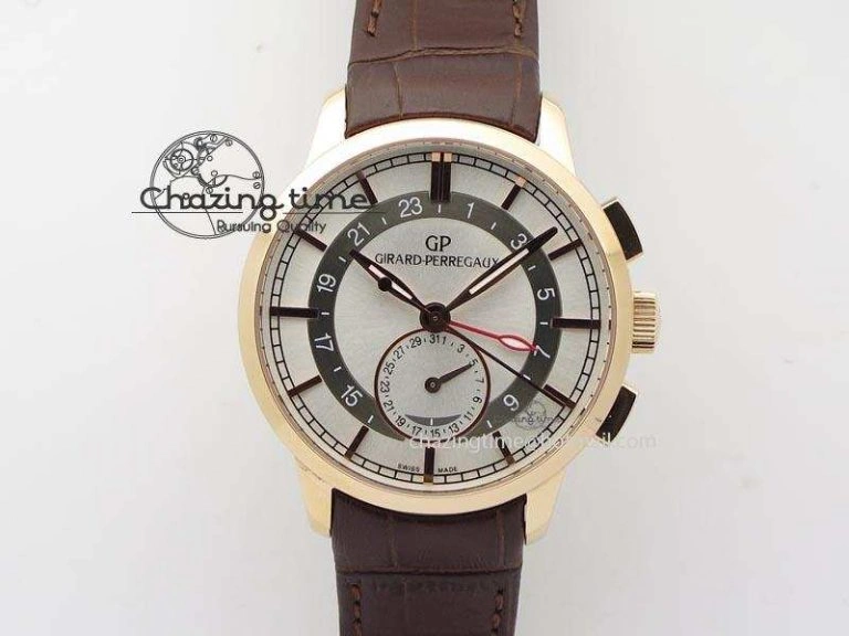 1966 Dual Time RG TF 1:1 Best Edition White Dial On Brown Leather Strap A Durable 6610