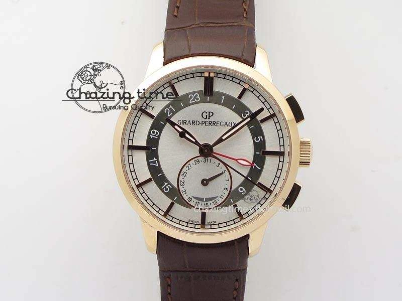 1966 Dual Time RG TF 1:1 Best Edition White Dial On Brown Leather Strap A Durable 6610