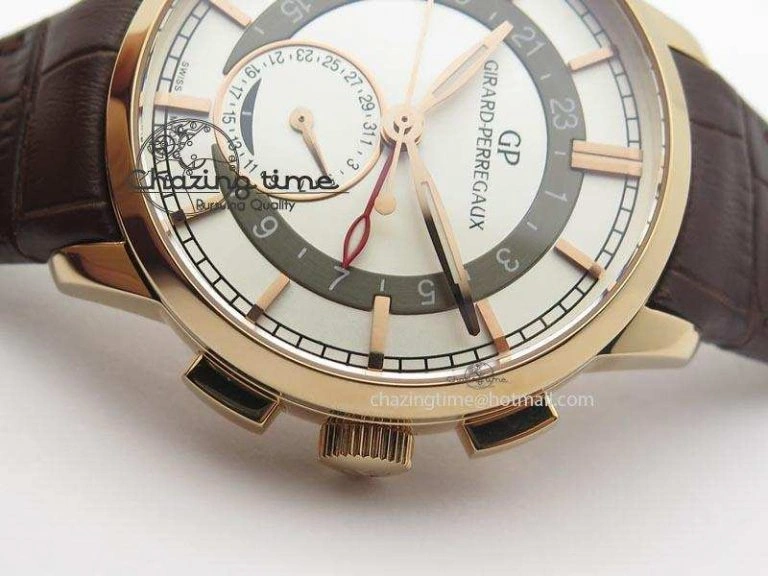 1966 Dual Time RG TF 1:1 Best Edition White Dial On Brown Leather Strap A Durable 6610