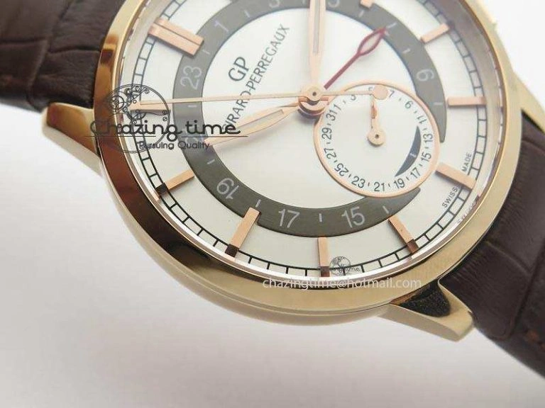 1966 Dual Time RG TF 1:1 Best Edition White Dial On Brown Leather Strap A Durable 6610