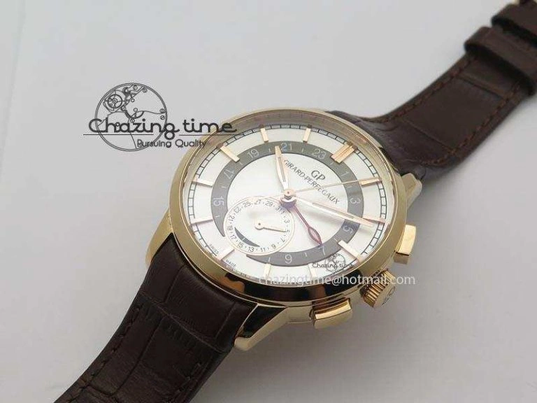 1966 Dual Time RG TF 1:1 Best Edition White Dial On Brown Leather Strap A Durable 6610