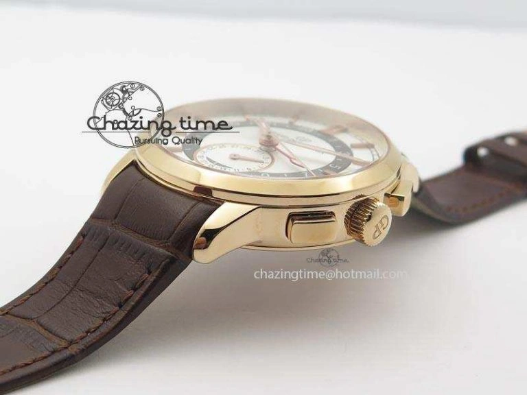 1966 Dual Time RG TF 1:1 Best Edition White Dial On Brown Leather Strap A Durable 6610