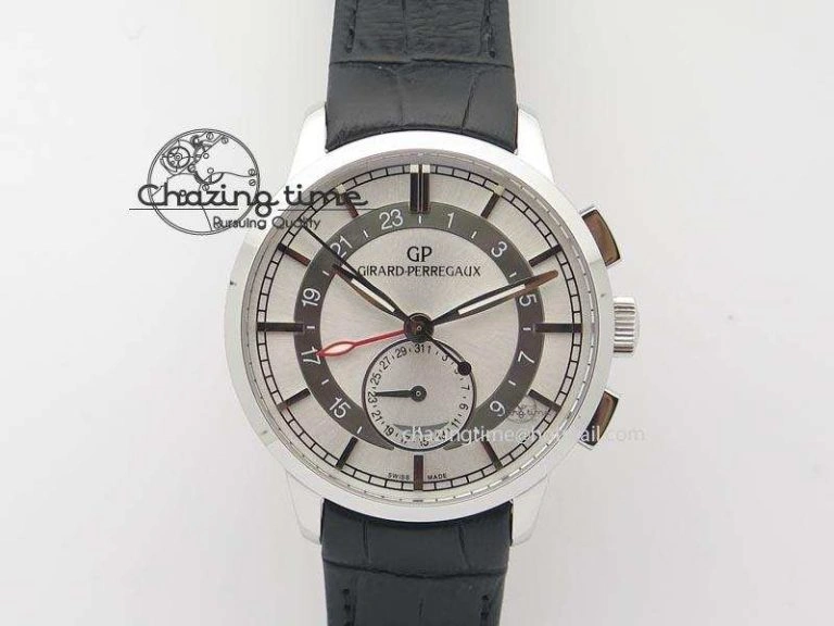 Durable 1966 Dual Time SS TF 1:1 Best Edition White Dial On Brown Leather Strap A 6607