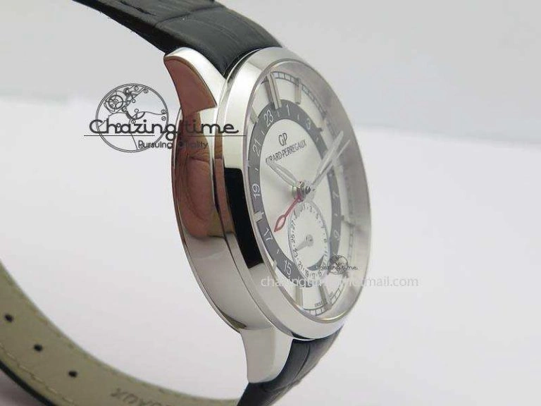 Durable 1966 Dual Time SS TF 1:1 Best Edition White Dial On Brown Leather Strap A 6607
