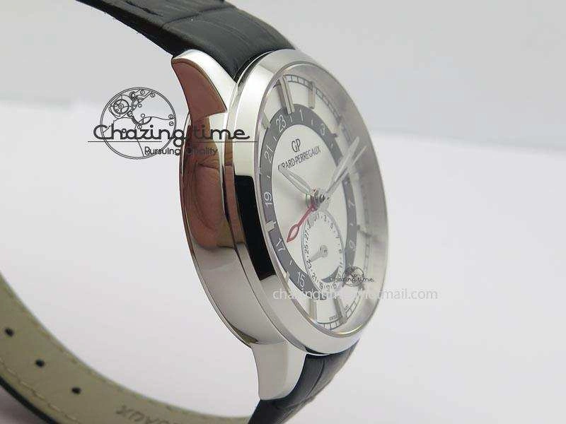 Durable 1966 Dual Time SS TF 1:1 Best Edition White Dial On Brown Leather Strap A 6607