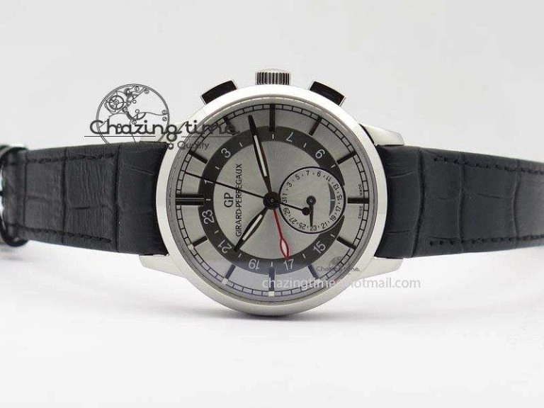 Durable 1966 Dual Time SS TF 1:1 Best Edition White Dial On Brown Leather Strap A 6607