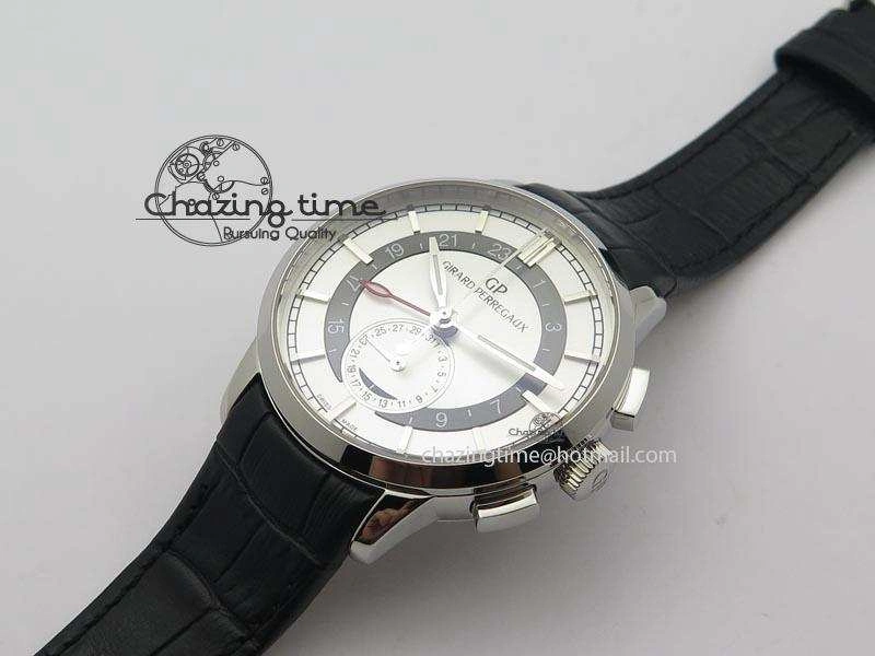 Durable 1966 Dual Time SS TF 1:1 Best Edition White Dial On Brown Leather Strap A 6607