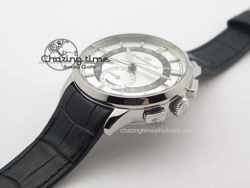 Durable 1966 Dual Time SS TF 1:1 Best Edition White Dial On Brown Leather Strap A 6607