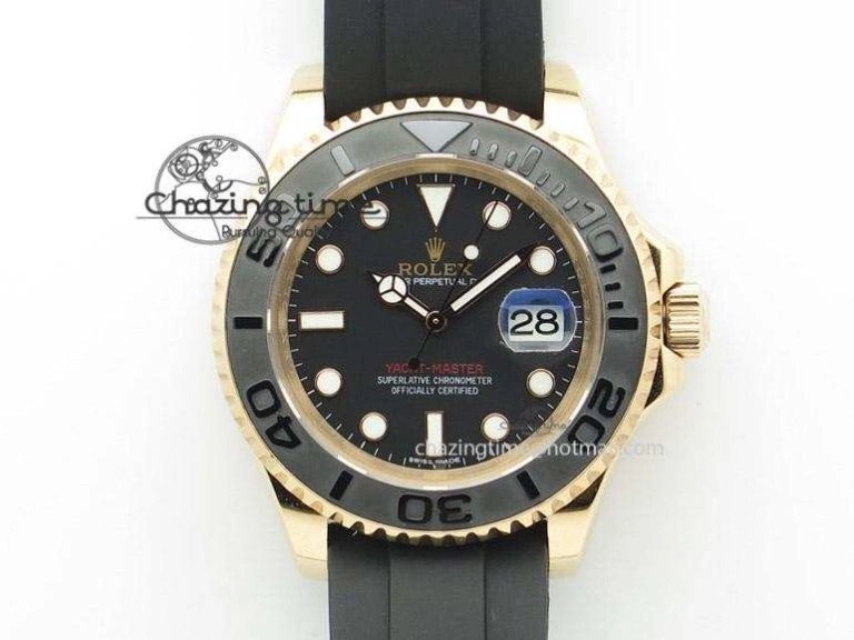 2015 YachtMaster RG Ceramic Bezel BP Maker Best Edition On Black Rubber Strap A2836 V Bold 4020
