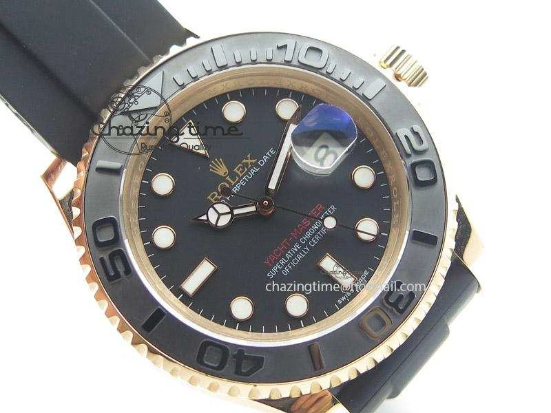 2015 YachtMaster RG Ceramic Bezel BP Maker Best Edition On Black Rubber Strap A2836 V Bold 4020