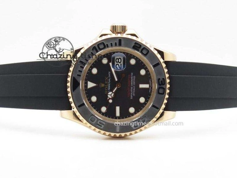2015 YachtMaster RG Ceramic Bezel BP Maker Best Edition On Black Rubber Strap A2836 V Bold 4020