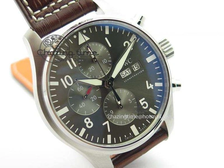 2016 Pilot Chrono SS IW377719 ZF Best Edition On Brown Leather Strap A WaterResistant 7291