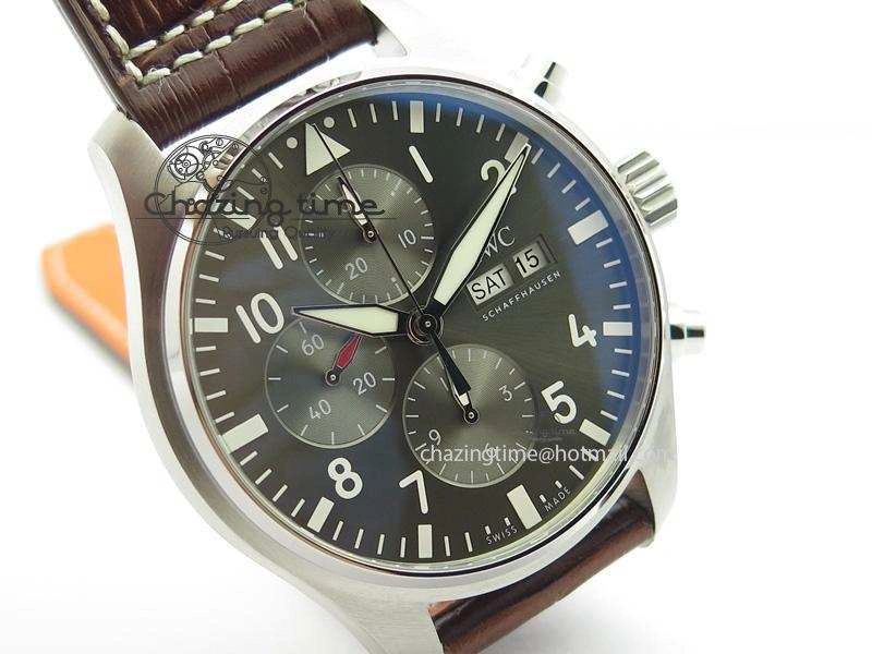 2016 Pilot Chrono SS IW377719 ZF Best Edition On Brown Leather Strap A WaterResistant 7291