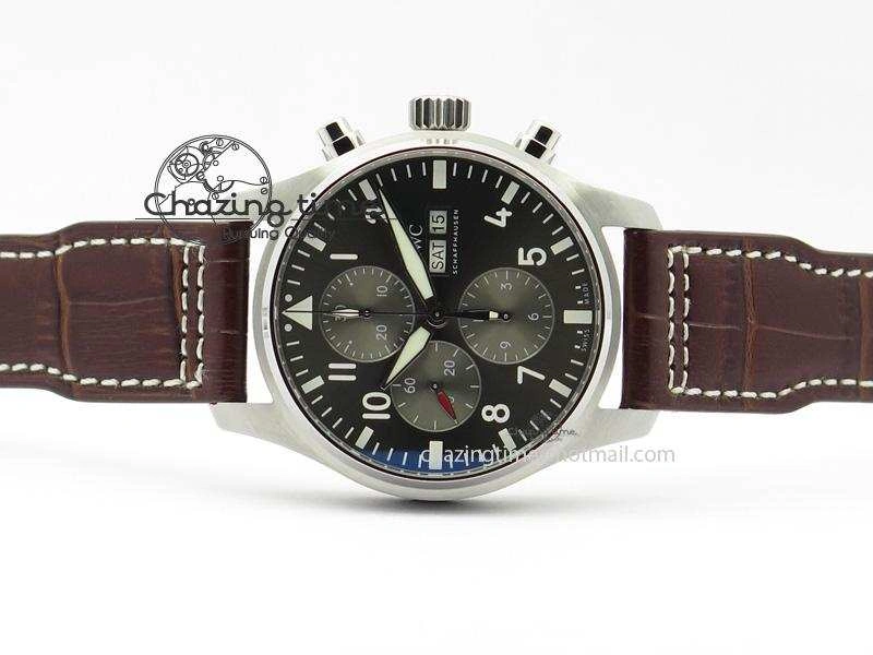 2016 Pilot Chrono SS IW377719 ZF Best Edition On Brown Leather Strap A WaterResistant 7291