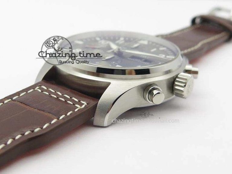 2016 Pilot Chrono SS IW377719 ZF Best Edition On Brown Leather Strap A WaterResistant 7291
