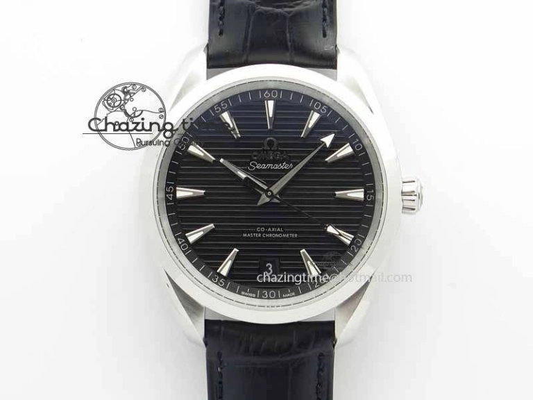 2017 Aqua Terra SS XF Best Edition Black Textured Dial On Black Leather Strap A Bright 8158