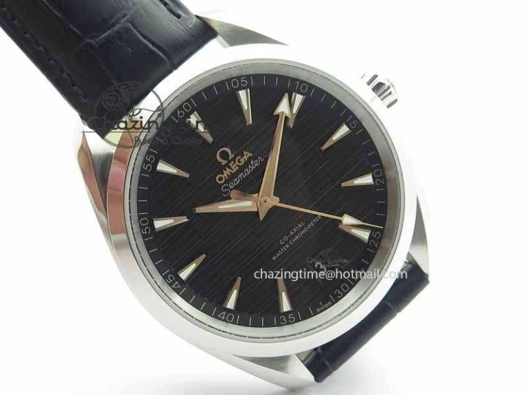 2017 Aqua Terra SS XF Best Edition Black Textured Dial On Black Leather Strap A Bright 8158
