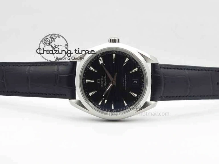 2017 Aqua Terra SS XF Best Edition Black Textured Dial On Black Leather Strap A Bright 8158