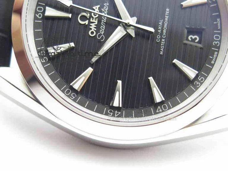 2017 Aqua Terra SS XF Best Edition Black Textured Dial On Black Leather Strap A Bright 8158